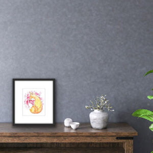 Fox sleeping on flowers