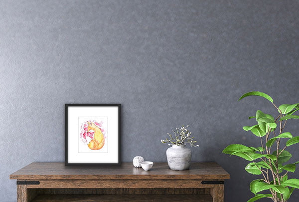 Fox sleeping on flowers