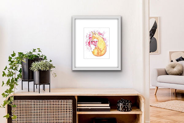 Fox sleeping on a flower