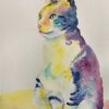 Mindful Cat watercolour painting