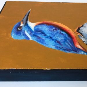 Kingfisher on a rock artwork side view