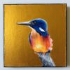 kingfisher on wood painting